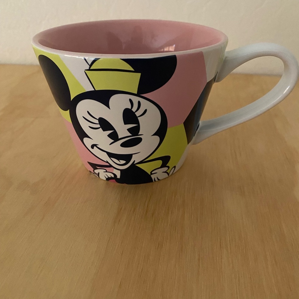 Disney Minnie Mouse Geometric Pink Green Black Retired Mug